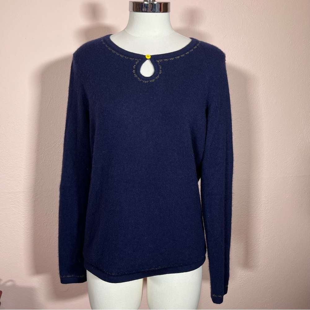 Vintage 90 Y2k Pearl Blue Cottagecore Cashmere feminine Croquet Girl Sweater - Picture 3 of 16